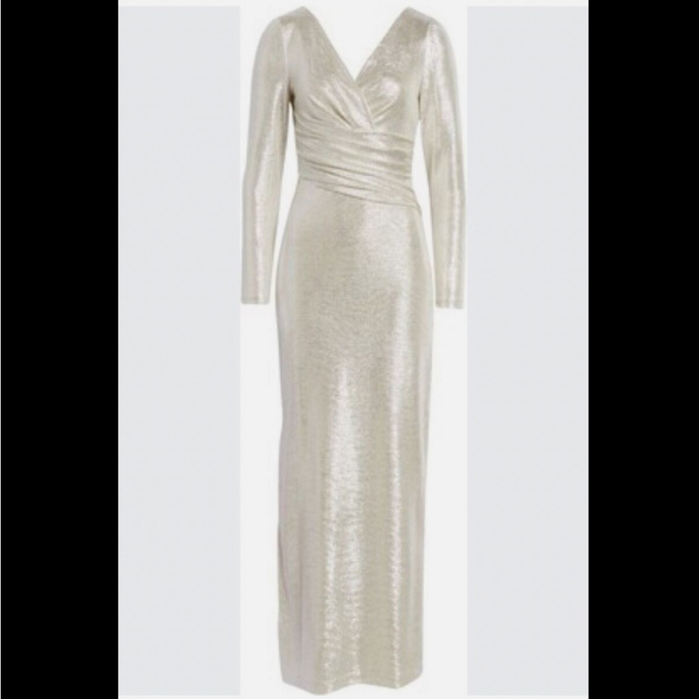 Eliza J Metallic Maxi Dress with Sleeves